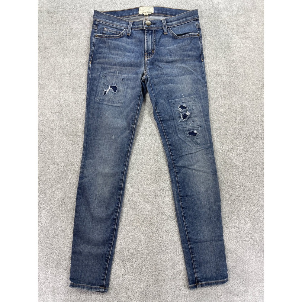 Current/Elliott Jeans Women 27 Blue The Ankle Skinny Pixie Patchwork Repair